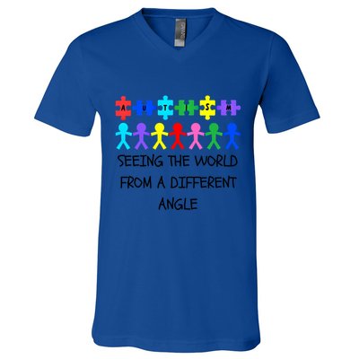 Autism Seeing The World From A Different Angle Awareness2024 Gift V-Neck T-Shirt