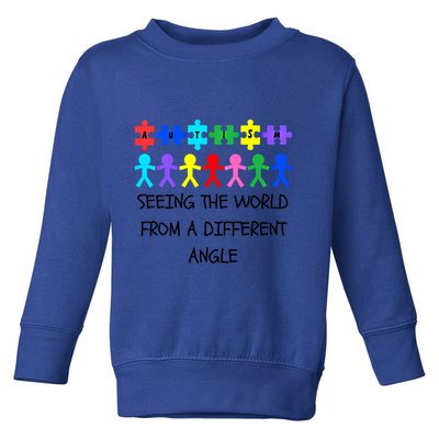 Autism Seeing The World From A Different Angle Awareness2024 Gift Toddler Sweatshirt
