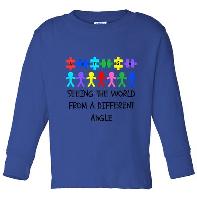 Autism Seeing The World From A Different Angle Awareness2024 Gift Toddler Long Sleeve Shirt