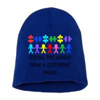 Autism Seeing The World From A Different Angle Awareness2024 Gift Short Acrylic Beanie
