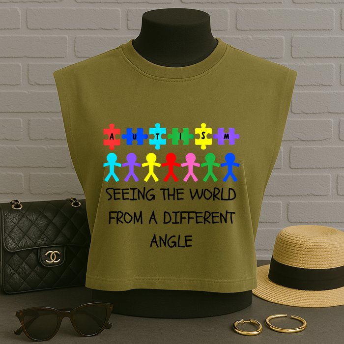Autism Seeing The World From A Different Angle Awareness2024 Gift Garment-Dyed Women's Muscle Tee