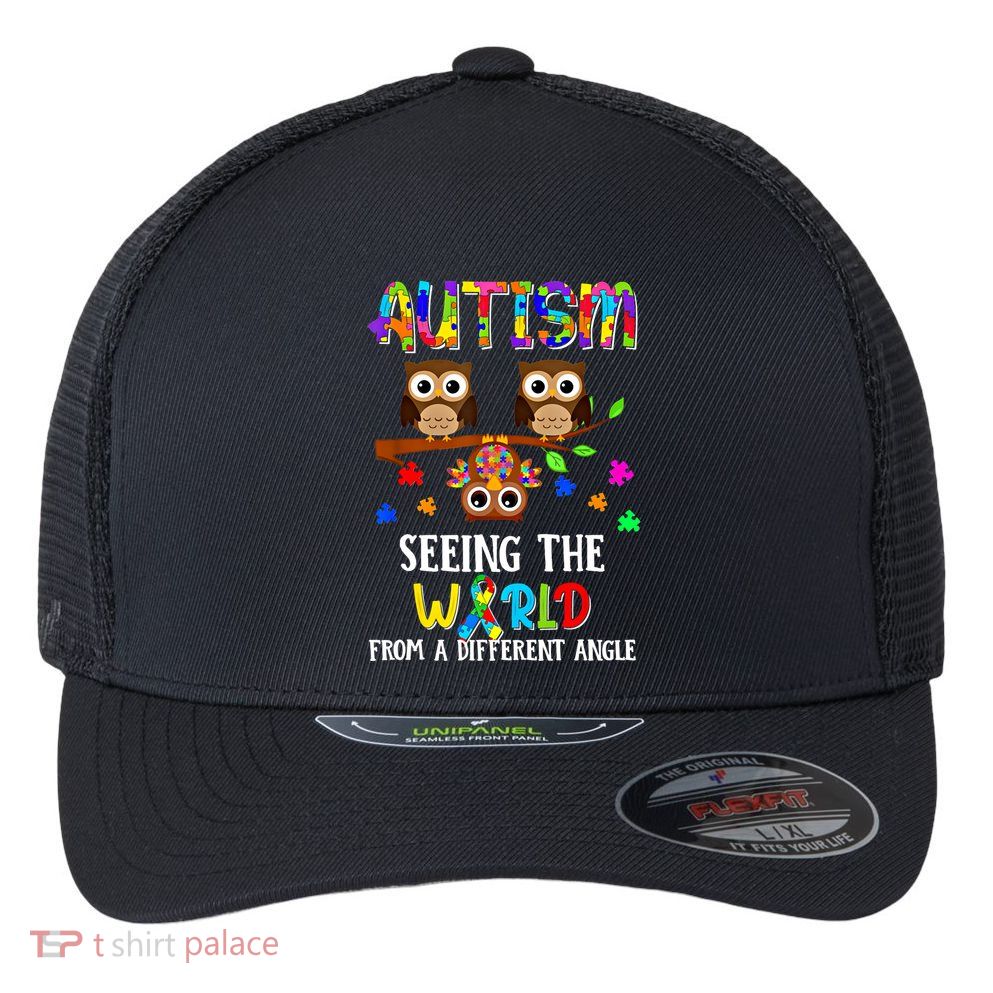 Autism Seeing The World From A Different Angle Gift Flexfit Unipanel Trucker Cap