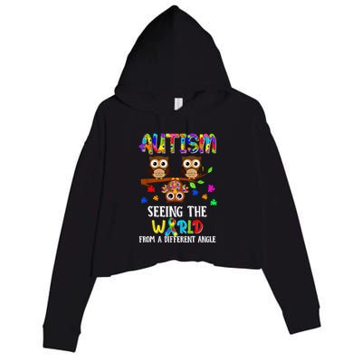 Autism Seeing The World From A Different Angle Gift Crop Fleece Hoodie
