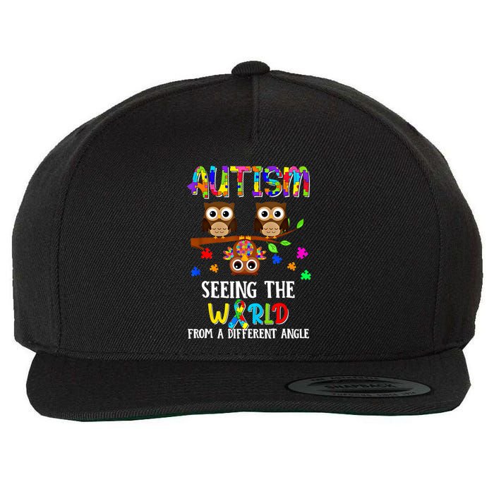 Autism Seeing The World From A Different Angle Gift Wool Snapback Cap