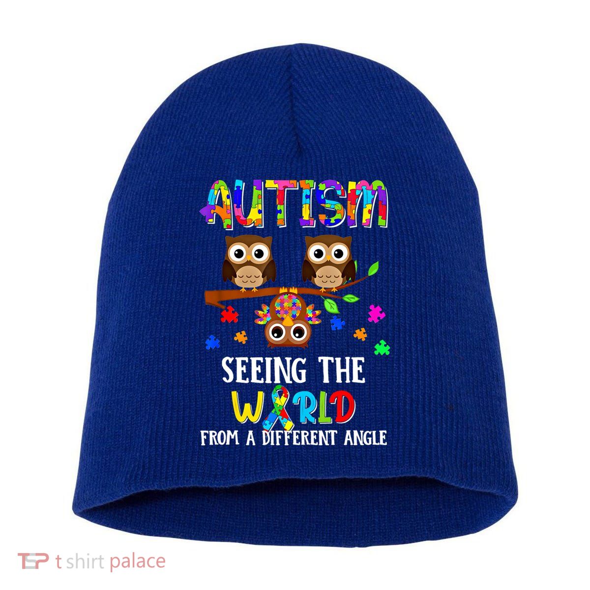 Autism Seeing The World From A Different Angle Gift Short Acrylic Beanie