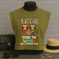Autism Seeing The World From A Different Angle Gift Garment-Dyed Women's Muscle Tee