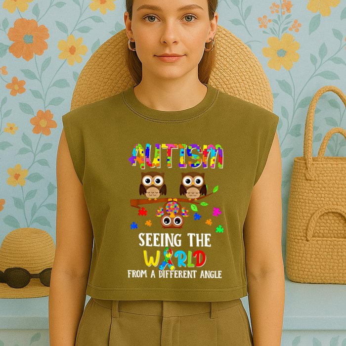Autism Seeing The World From A Different Angle Gift Garment-Dyed Women's Muscle Tee