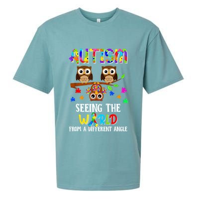 Autism Seeing The World From A Different Angle Gift Sueded Cloud Jersey T-Shirt