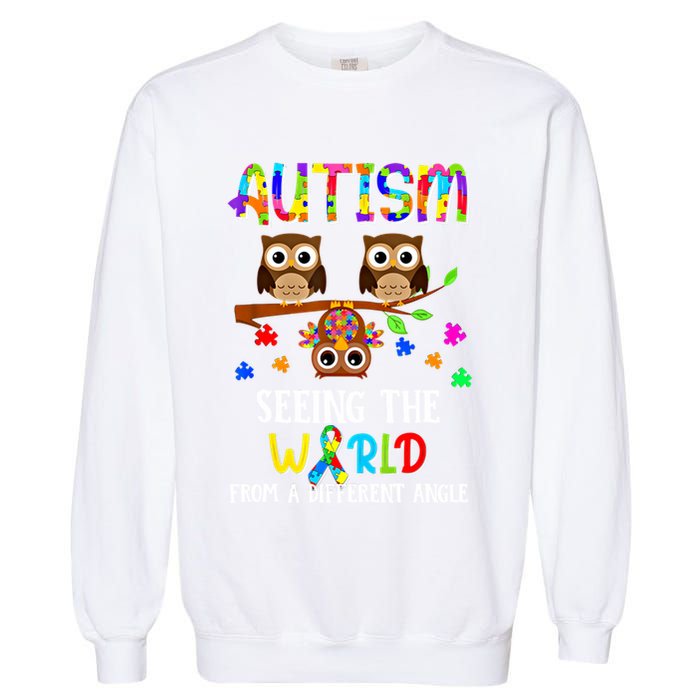 Autism Seeing The World From A Different Angle Gift Garment-Dyed Sweatshirt