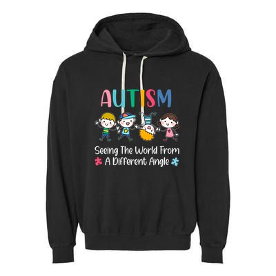 Autism Seeing The World From A Different Angle Gift Garment-Dyed Fleece Hoodie
