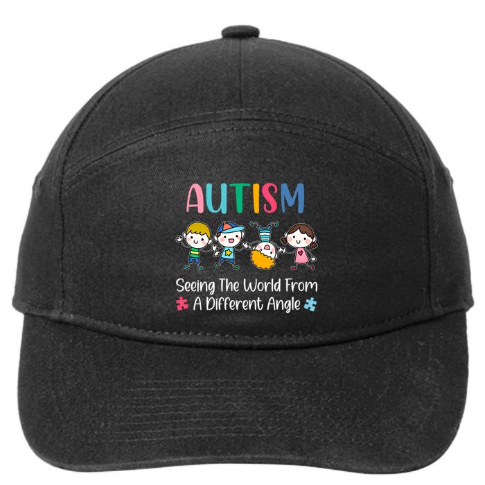 Autism Seeing The World From A Different Angle Gift 7-Panel Snapback Hat