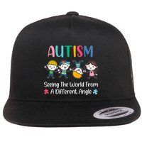 Autism Seeing The World From A Different Angle Gift Flat Bill Trucker Hat