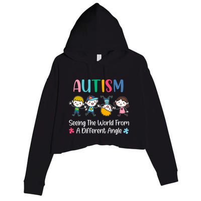 Autism Seeing The World From A Different Angle Gift Crop Fleece Hoodie
