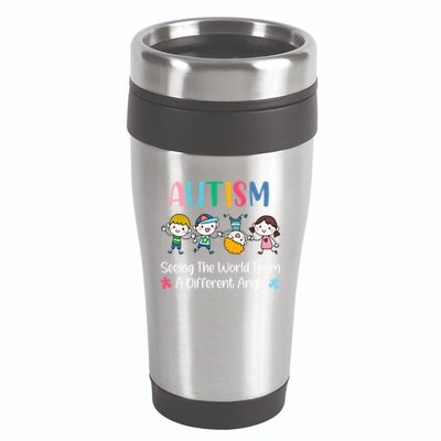 Autism Seeing The World From A Different Angle Gift 16oz Travel Tumbler