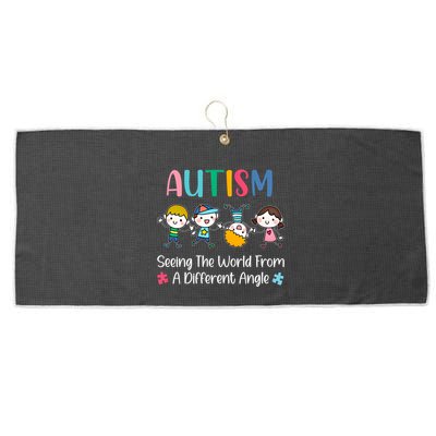 Autism Seeing The World From A Different Angle Gift Large Microfiber Waffle Golf Towel