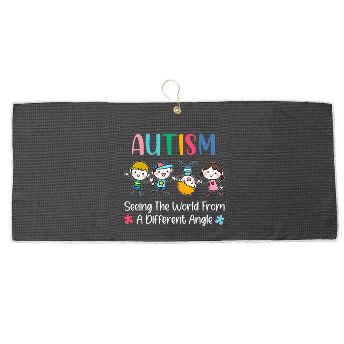 Autism Seeing The World From A Different Angle Gift Large Microfiber Waffle Golf Towel