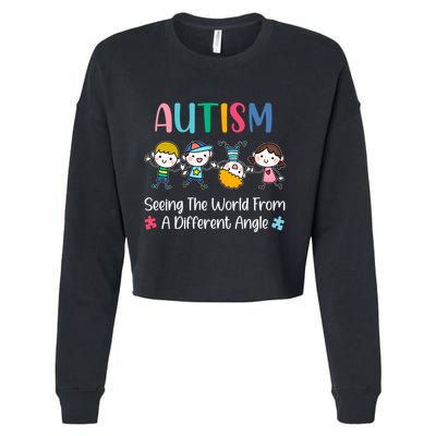 Autism Seeing The World From A Different Angle Gift Cropped Pullover Crew