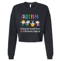 Autism Seeing The World From A Different Angle Gift Cropped Pullover Crew