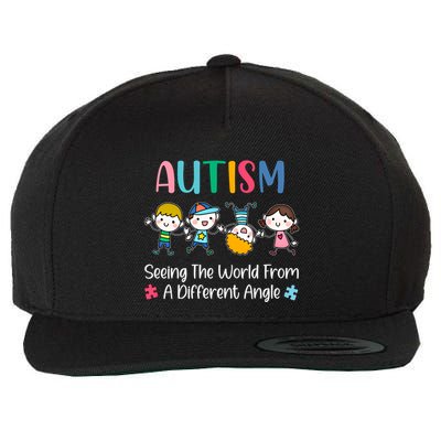 Autism Seeing The World From A Different Angle Gift Wool Snapback Cap