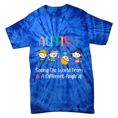Autism Seeing The World From A Different Angle Gift Tie-Dye T-Shirt