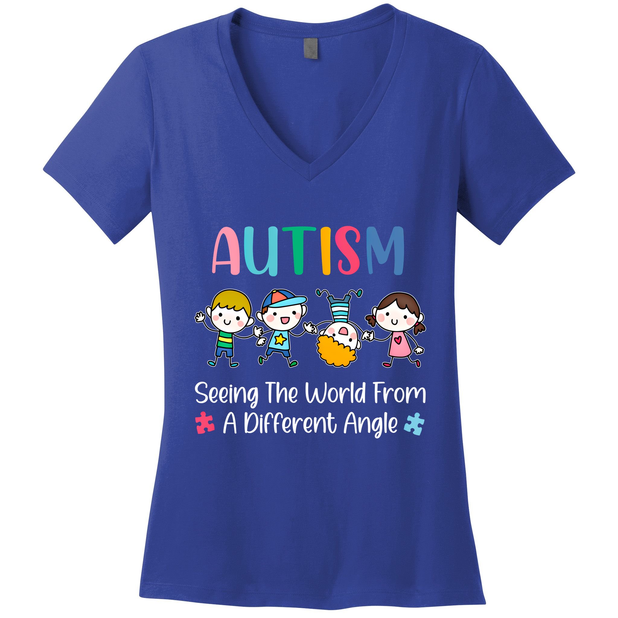 Autism Seeing The World From A Different Angle Gift Women's V-Neck T-Shirt