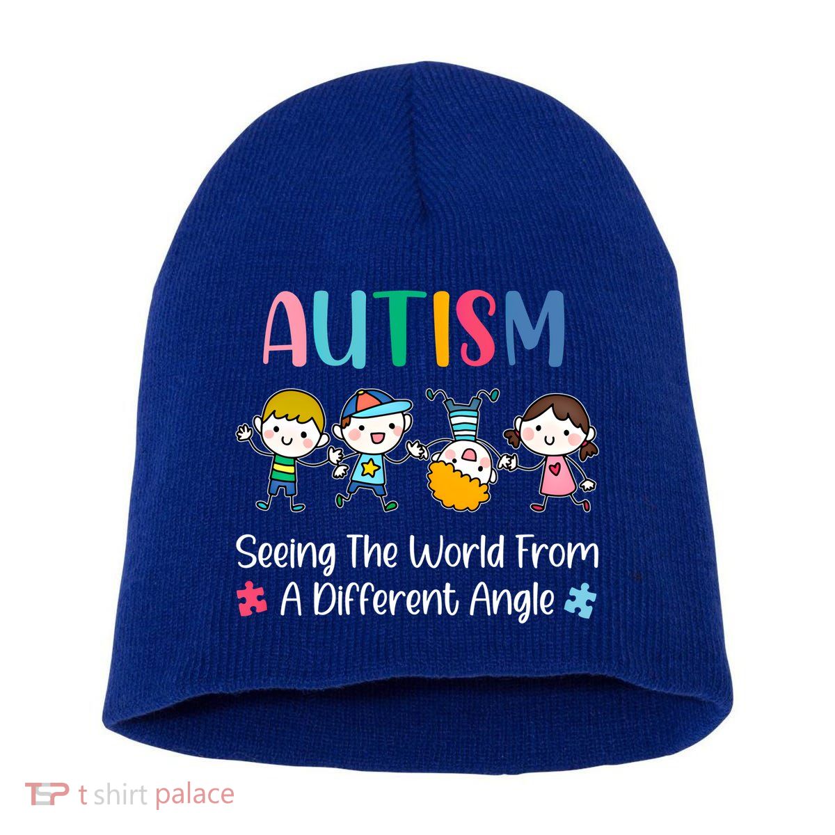 Autism Seeing The World From A Different Angle Gift Short Acrylic Beanie