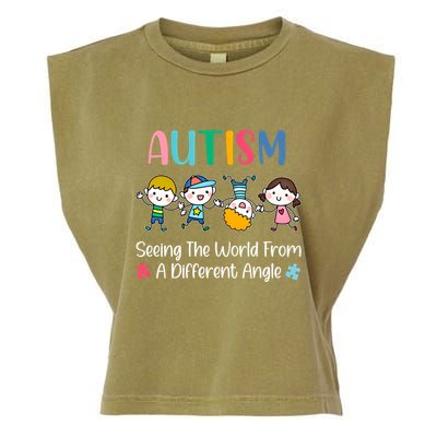 Autism Seeing The World From A Different Angle Gift Garment-Dyed Women's Muscle Tee
