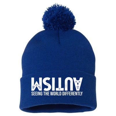 Autism Seeing The World Differently Quote Pom Pom 12in Knit Beanie