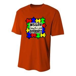 Autism Seeing The World Differently Men Women Child Youth Performance Sprint T-Shirt