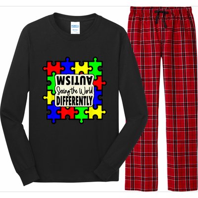 Autism Seeing The World Differently Men Women Child Long Sleeve Pajama Set