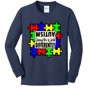 Autism Seeing The World Differently Men Women Child Kids Long Sleeve Shirt