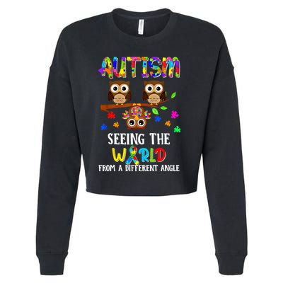 Autism Seeing The World From A Different Angle Gift Cropped Pullover Crew