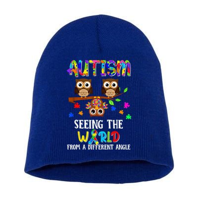 Autism Seeing The World From A Different Angle Gift Short Acrylic Beanie