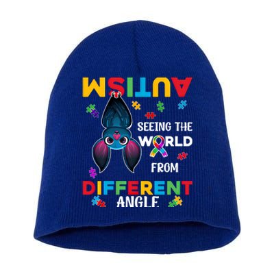 Autism Seeing The World From Different Angle Bat Puzzle Gift Short Acrylic Beanie