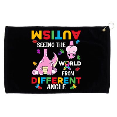 Autism Seeing The World From Different Angle Dinosaur Puzzle Cute Gift Grommeted Golf Towel