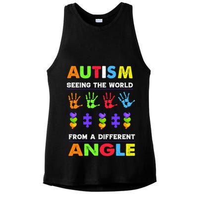 Autism Seeing The World From A Different Angle Ladies PosiCharge Tri-Blend Wicking Tank