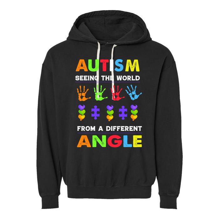 Autism Seeing The World From A Different Angle Garment-Dyed Fleece Hoodie