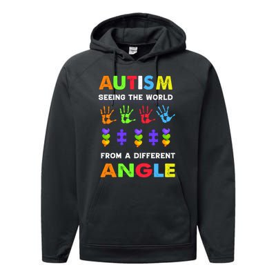 Autism Seeing The World From A Different Angle Performance Fleece Hoodie