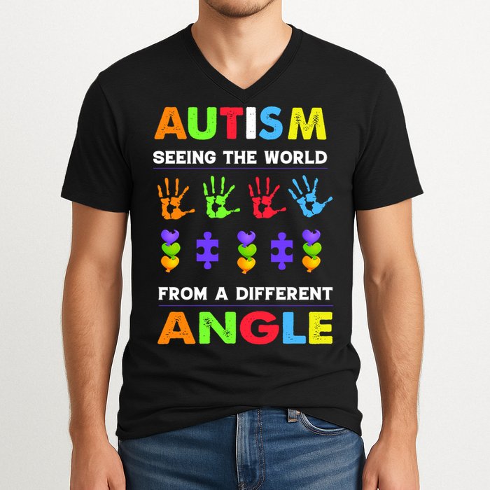 Autism Seeing The World From A Different Angle V-Neck T-Shirt