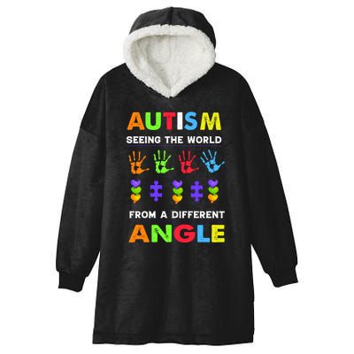 Autism Seeing The World From A Different Angle Hooded Wearable Blanket