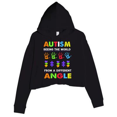 Autism Seeing The World From A Different Angle Crop Fleece Hoodie