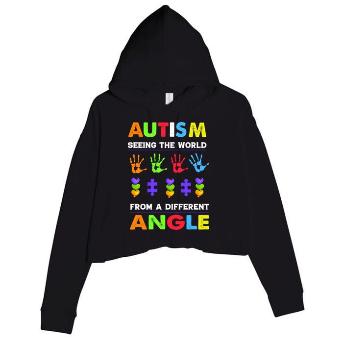 Autism Seeing The World From A Different Angle Crop Fleece Hoodie