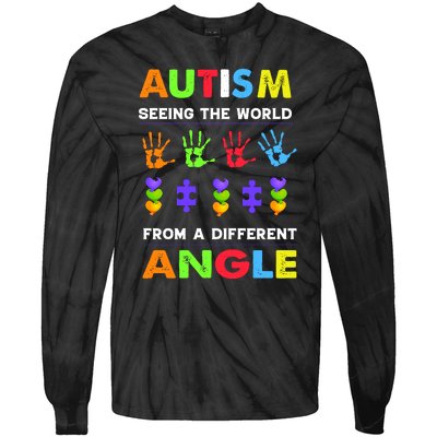 Autism Seeing The World From A Different Angle Tie-Dye Long Sleeve Shirt