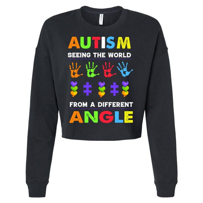 Autism Seeing The World From A Different Angle Cropped Pullover Crew