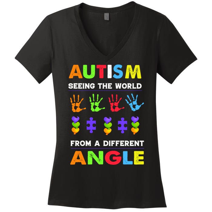 Autism Seeing The World From A Different Angle Women's V-Neck T-Shirt