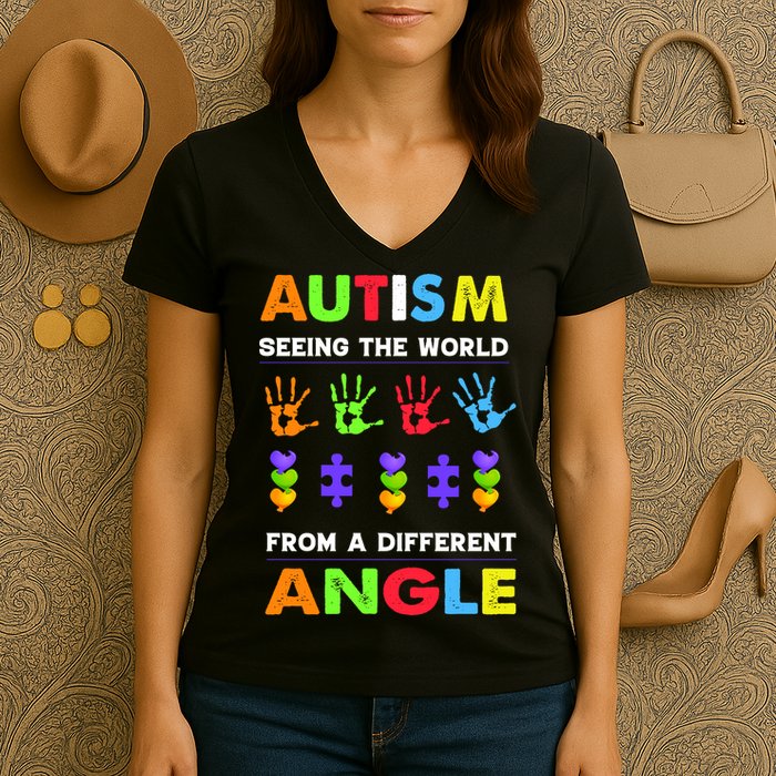 Autism Seeing The World From A Different Angle Women's V-Neck T-Shirt