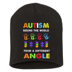 Autism Seeing The World From A Different Angle Short Acrylic Beanie