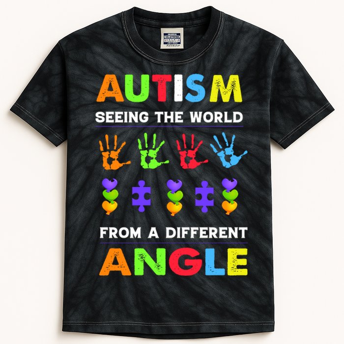 Autism Seeing The World From A Different Angle Kids Tie-Dye T-Shirt