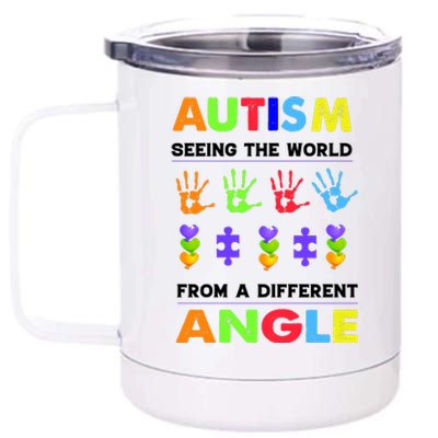 Autism Seeing The World From A Different Angle 12 oz Stainless Steel Tumbler Cup