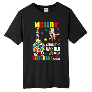 Autism Seeing The World From Different Angle Giraffe Puzzle Cute Gift Tall Fusion ChromaSoft Performance T-Shirt